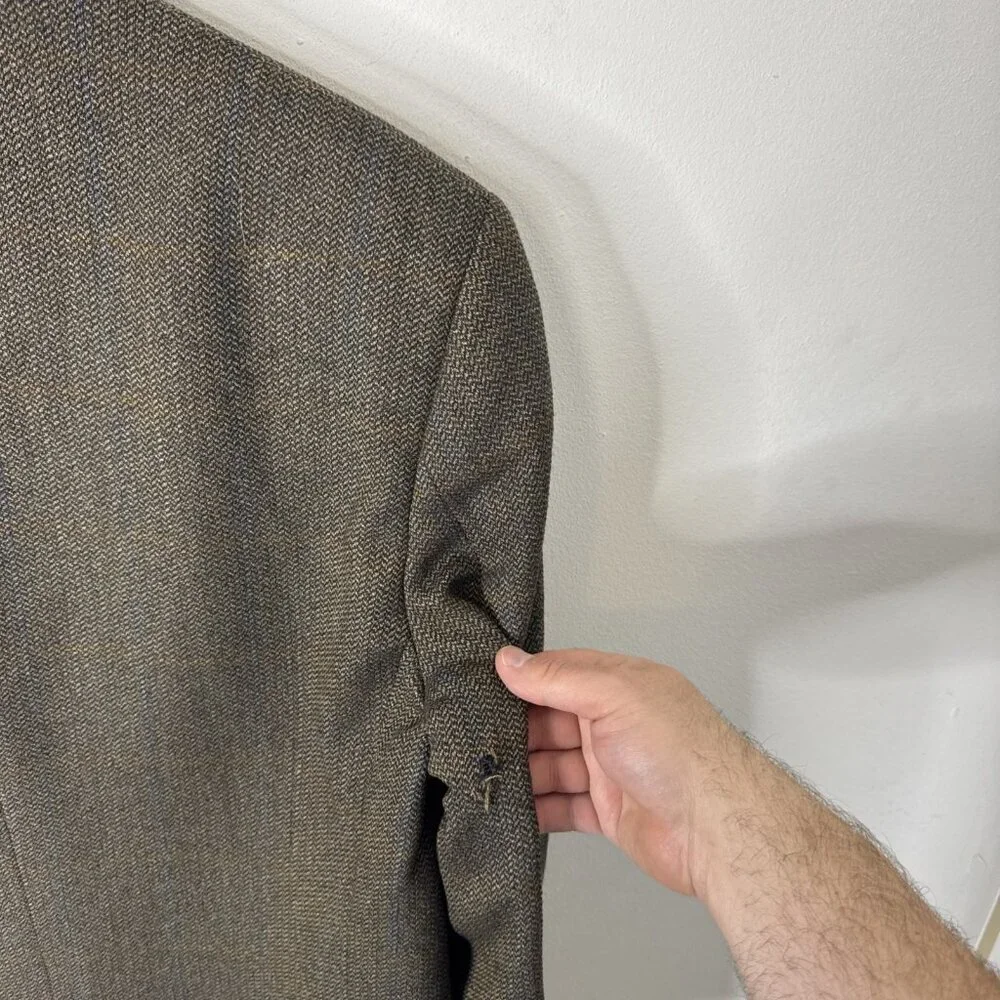 Ermenegildo Zegna Hardy Amies Men‎ 44S Short Brown Sports Coat Blazer Check